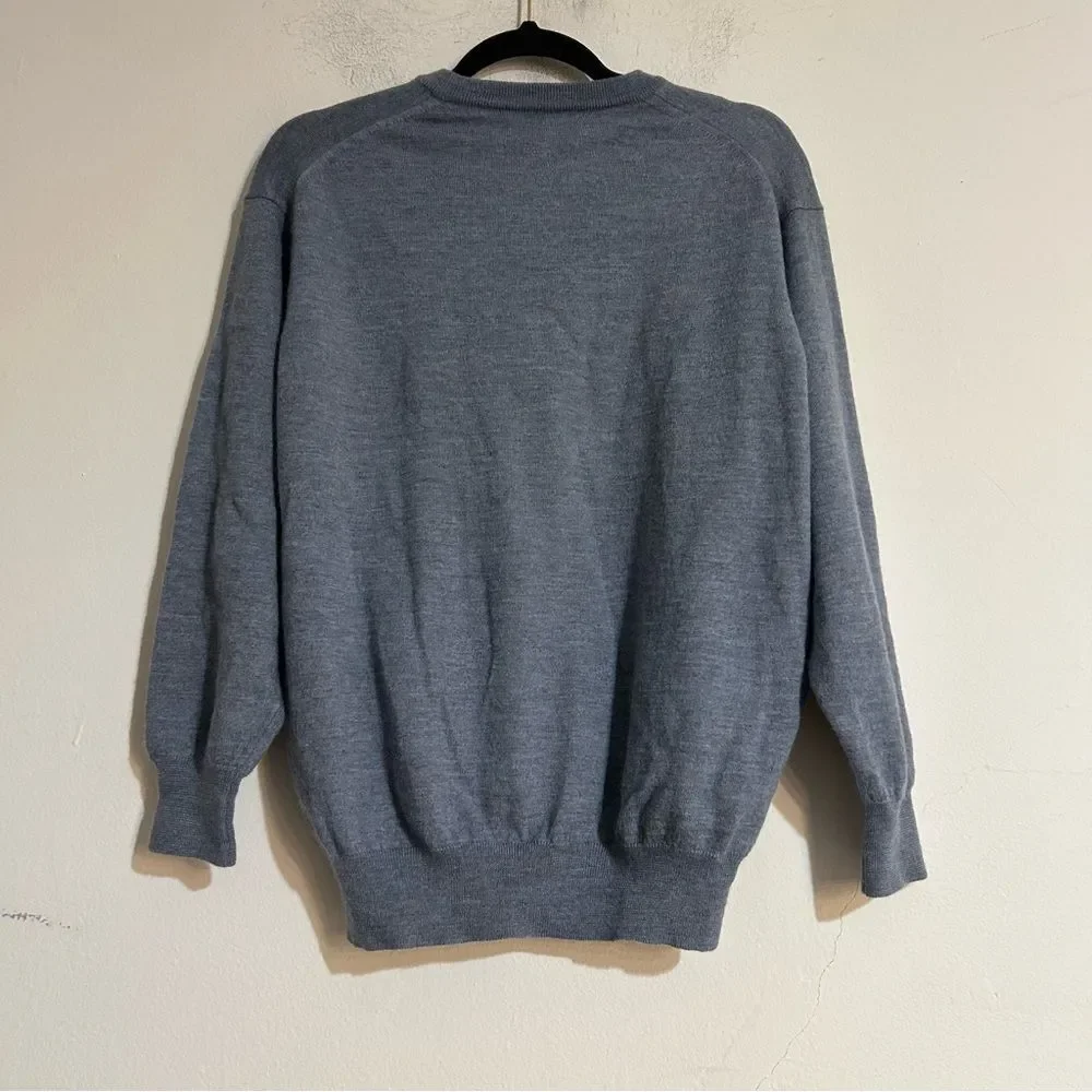 Blue Men's Crewneck Sweater Wool Silk Cashmere Size 52 Large Minimal Luxury